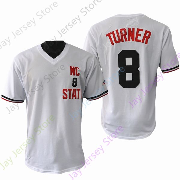 

2022 new ncaa nc state baseball jersey 8 turner college size youth white pullover, Blue;black