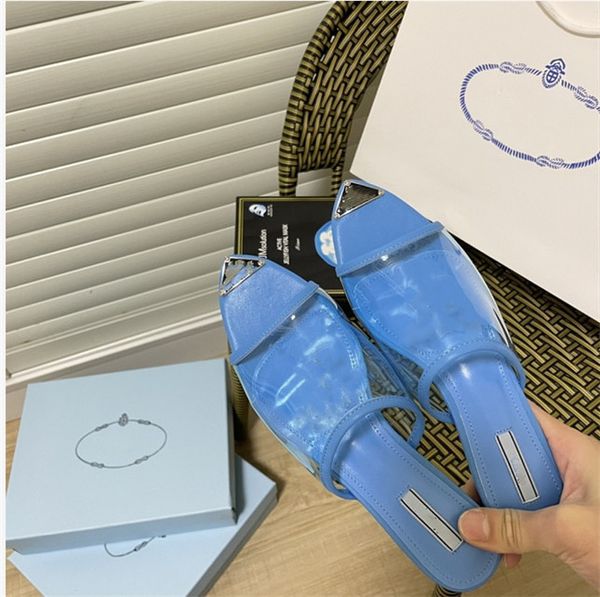 

2022 lastest classics luxury designer women slippers transparent pvc sandals womens letter printed summer slipper slides lady flip flops fla, Black