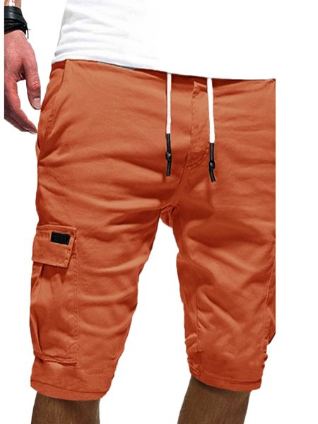 

men flap pocket drawstring waist shorts b6iy#, White;black