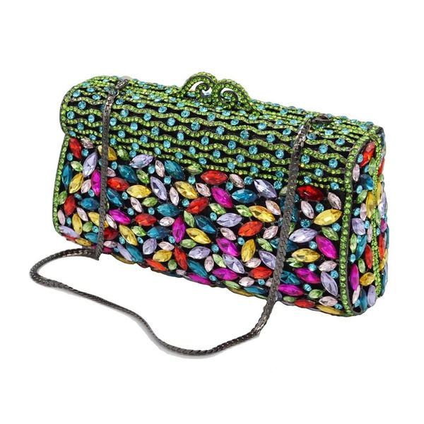 

est fuschia flap box crystal diamond party handbag banquet ladies chain clutch handbags sm48 220620