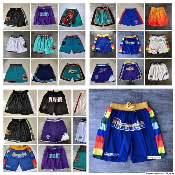 

team basketball shorts just don retro rainbow 19 city version wear sport pant with pocket zipper sweatpants hip, Black