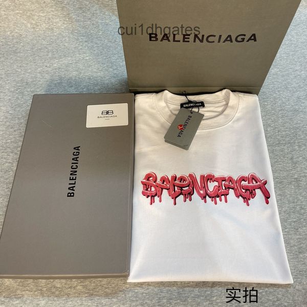 

2022 designer bal t shirt 2022 early spring paris new jelly letter graffiti direct spray printed short sleeve t-shirt for men and women, White;black