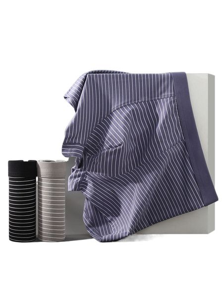 

men 3pcs striped boxer brief w1ze#, Black;brown