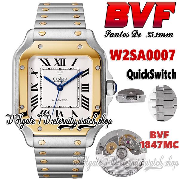 

bvf v3 bv0007 japan miyota 9015 modify 1847mc automatic womens watch 35.1mm white dial roman markers quick switch two tone gold, Slivery;golden