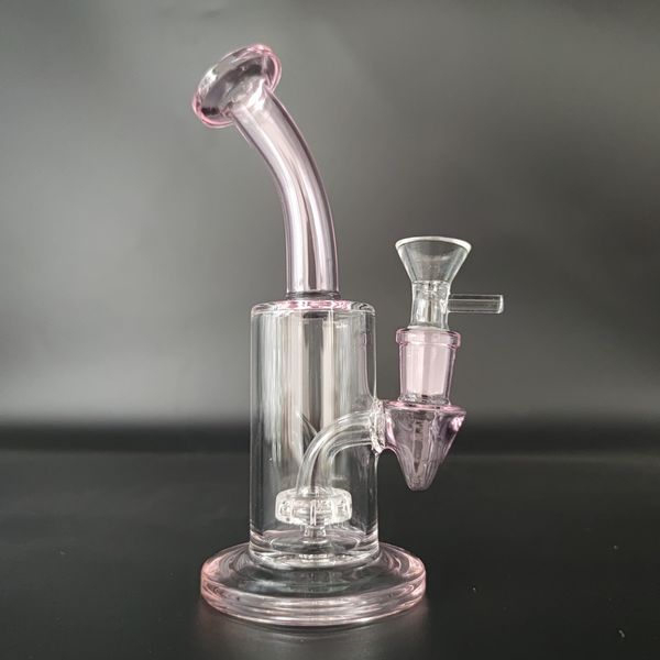 7 In vetro rosa Bong Recycler Bong per acqua in vetro Tubi per tabacco Narghilè 14mm Ciotola Magazzino locale