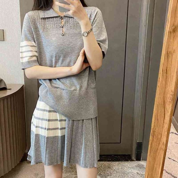 

new thin knitted t-shirt female back dog pattern casual lapel tide summer, White