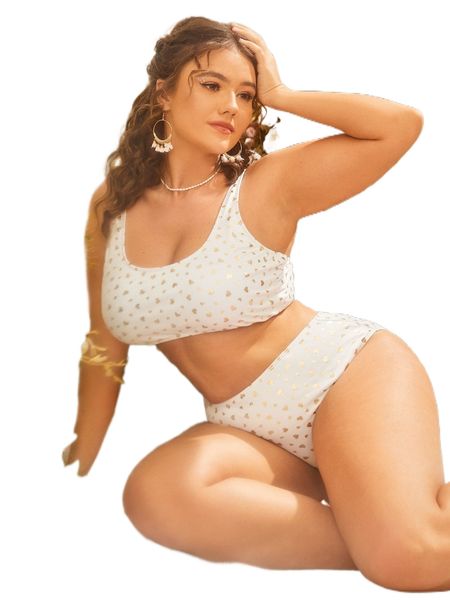 

plus heart pattern bikini swimsuit e98z#, White;black