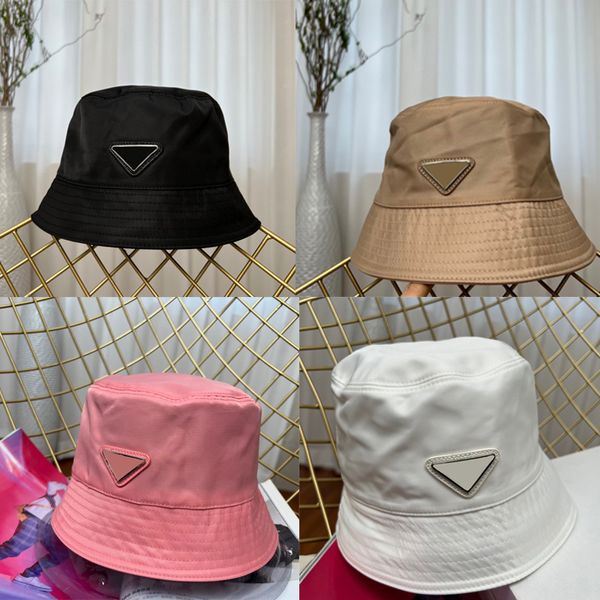 Брендовые шляпы-ведра Мужчины Женщины Дизайнерская шляпа от солнца с буквенным треугольником Sunbonnet Black Beach Casquette Travel Sunhats