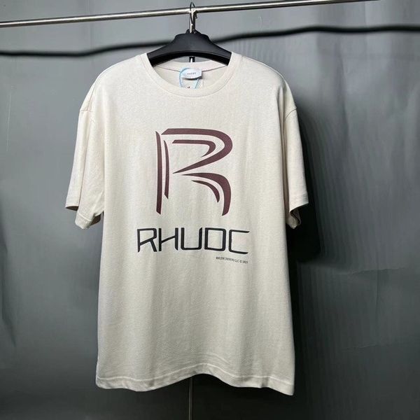 RH American Nishe Street Retro логотип логотип для печати футболка для печати вымытой хлопковой круглый прилив прилив рыхлые короткие рукава