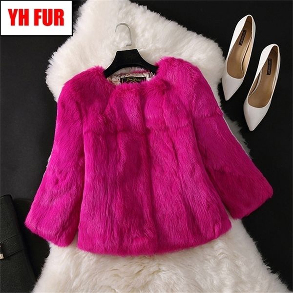 

girl coat women jacket genuine outerwear casual short real fur coats y201012, Black