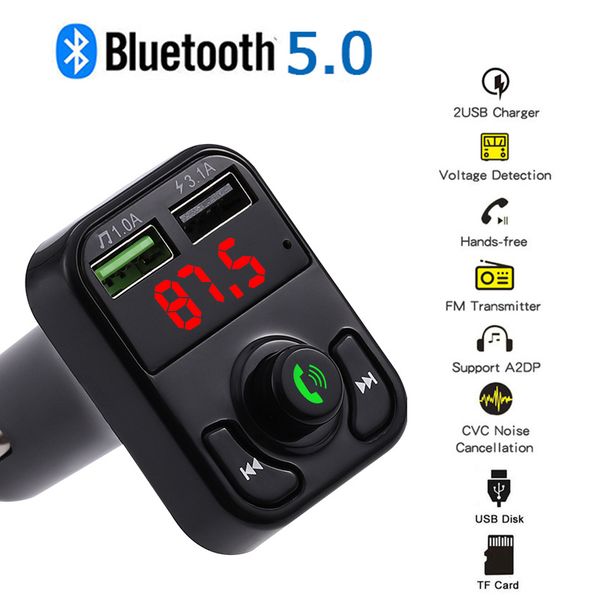 FM Verici AUX Modülatör Kablosuz Bluetooth-Uyumlu 5.0 Handsfree Araç Kiti Araba Ses MP3 Çalar Çift USB Hızlı Şarj X3 B3