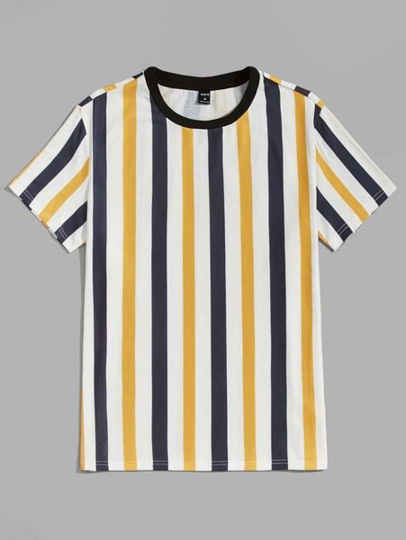 

men striped colorblock tee c5wn#, White;black