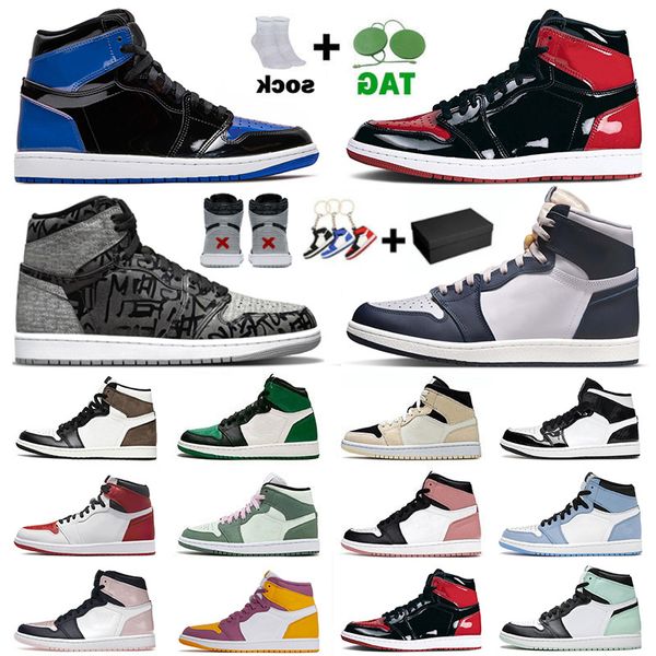 

mens womens basketball shoes jumpman 1 1s high og patent university blue heritage dark mocha diamond unc mid dutch green