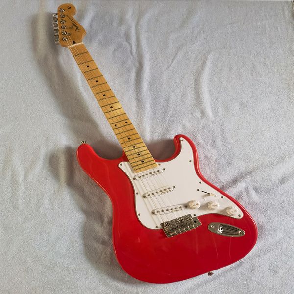 

red simple electric guitar low price first choice for beginners