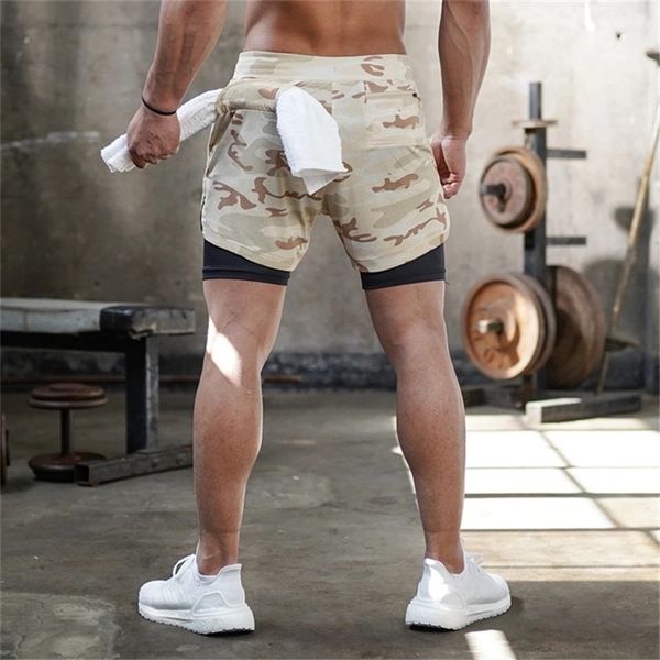 

summer running shorts men 2 in 1 sports jogging fitness training quick dry s gym sport gym short pants 220715, White;black