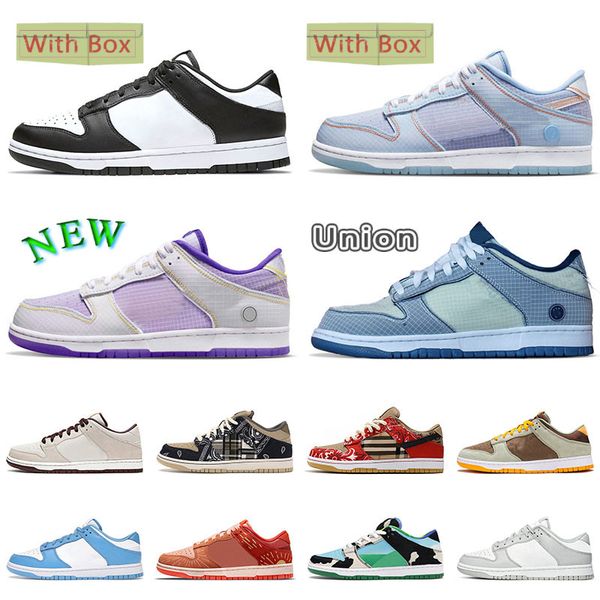 

[with box] union x la mens womens low running shoes fashoin sb oudoor sports skateboarding sneaker panda ice bleu lake pistachio court purpl