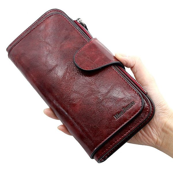 

women's wallet made of leather wallets three fold vintage womens purses mobile phone purse female coin carteira feminina 220421, Red;black