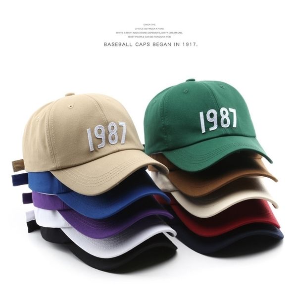 

sleckton cotton baseball cap for women and men 1987 labeled hats casual hat summer sun visors caps gorras 220618, Blue;gray