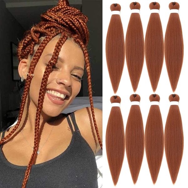 LANs pré -esticada Braiding reto Cabelos de 26 polegadas sintéticas Torções fáceis de torção