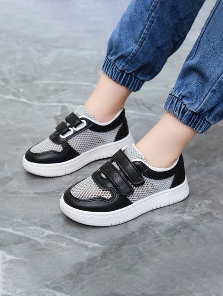 

toddler boys hook-and-loop fastener strap breathable sneakers she, Black