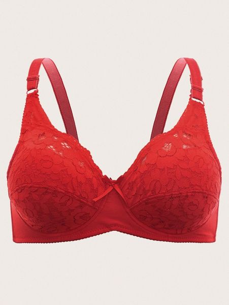 

plus plain floral lace bra f5vd#, Black;white