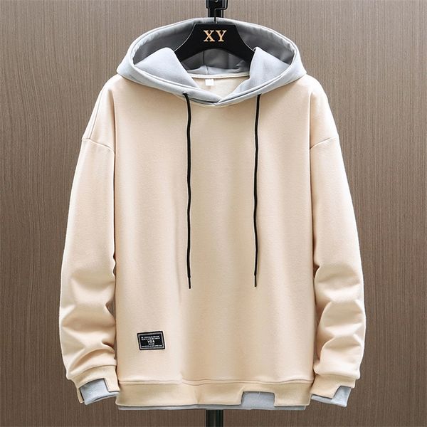 

fashion men casual hoodies streetswear harajuku sweatshirt men pullovers spring autumn fake two pieces hoodie mens 220809, Black