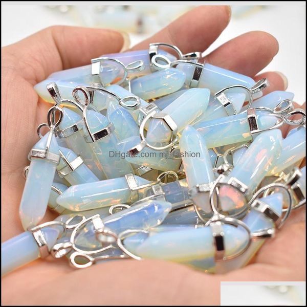 Charms Glass Opal Stone Hexagonal Pillar Point Chakra Pingente Moda ACC para Brincos Jóias de Jóias Makin Mjfashi Mjfashion Dhuis