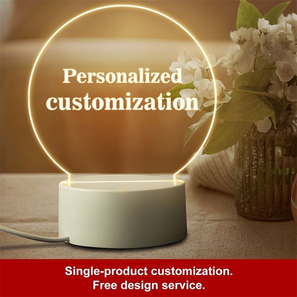 Presentes personalizados personalizados 3d Night Light DIY Texto Po Night Lamp Wedding Anniversary Birthday Mothers Day do dia dos namorados 220623