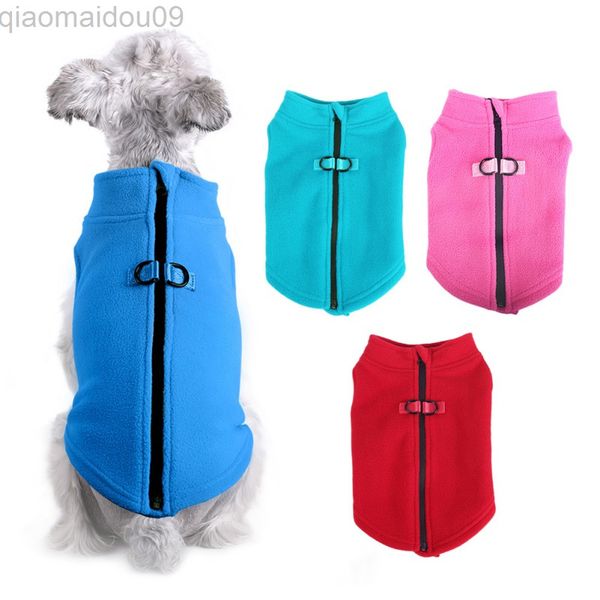 Colete de cachorro de lã com zíper e gancho de cinto aconchegante etono de outono de inverno e cachorro quente roupas de clima frio e roupa de suéter l220810