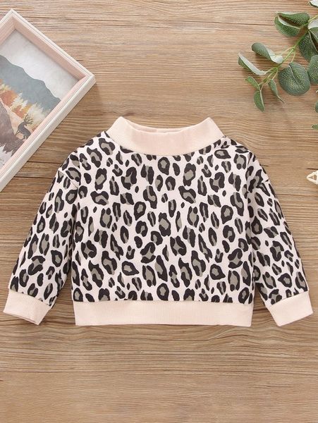 

baby leopard print mock neck pullover she, Black