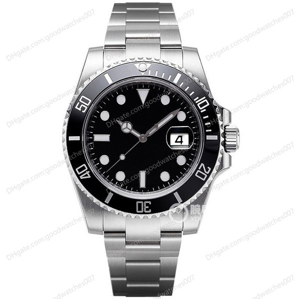 

asian watch 2813 automatic mechanical luxury men's watchs 116610ln-97200 40mm black dial ceramic bezel stainless steel strap 116610 lum, Slivery;brown