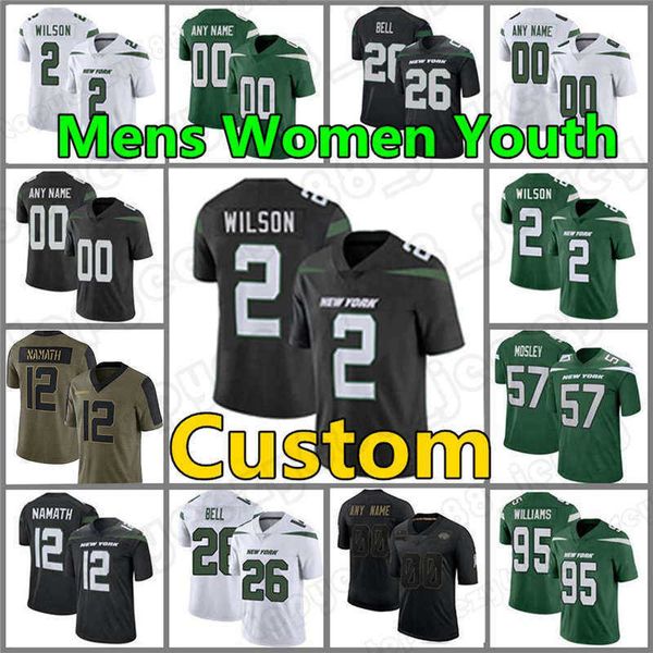 

custom 2 zach wilson 14 sam darnold 12 joe namath football 8 elijah moore 28 curtis martin joe namath jamal adams qu''nfl'&#0, Black;red