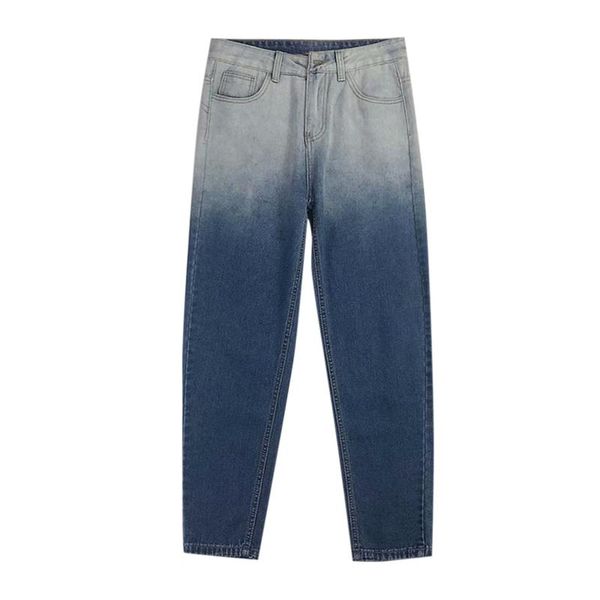 

men's jeans trousers harlan loose pants fashion oversized gradient, Blue