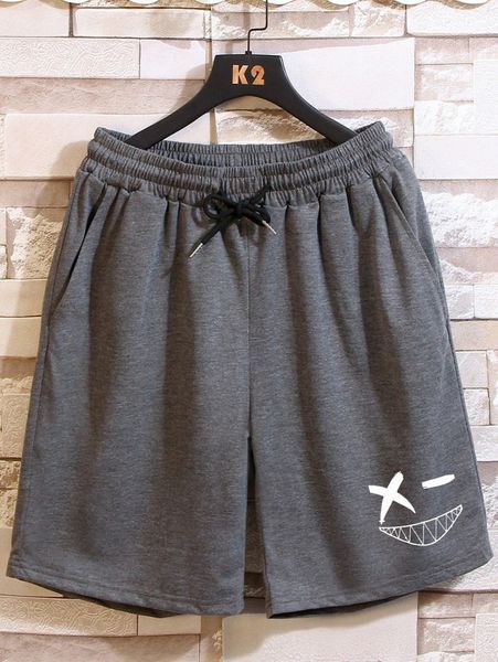 

romwe guys cartoon graphic drawstring shorts g88v#, White;black