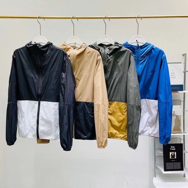 

mens designer jackets hooded sweatwear windbreak hoodies sun proof thin outerdoor wear streetwear sports clothing fashion zipper hiking jack, Black;brown