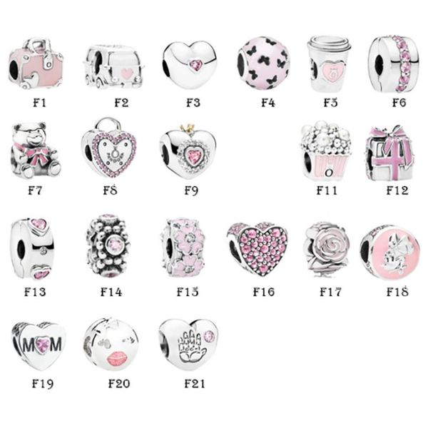 

new 925 sterling silver fit pandora charms bracelets love heart butterfly crown gift mom flower bus charms for european women wedd260f, Golden;silver