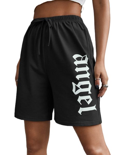 

letter graphic knot waist track shorts z6zt#, White;black