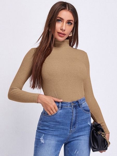 

solid rib-knit tee a3tf#, White