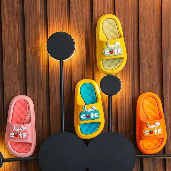

summer cartoon nonslip indoor comfort soft sole home bathroom cute ears children slippers baby girl shoes 220616, Black;grey