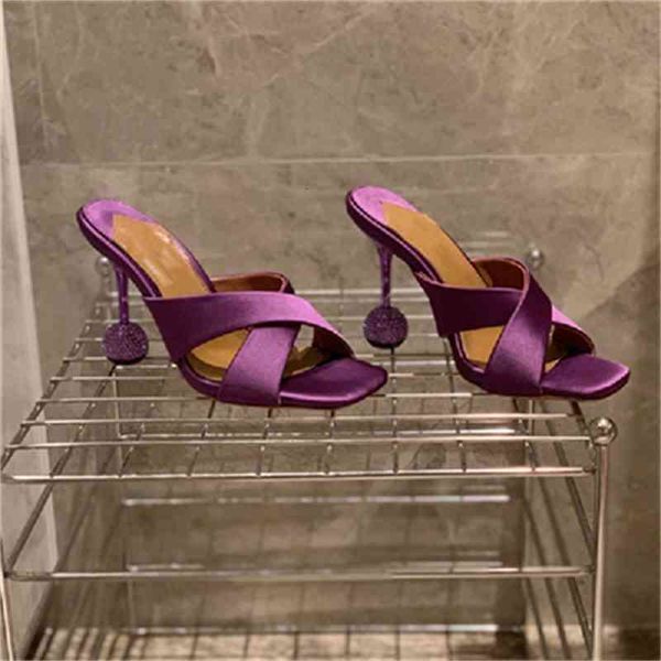 

dress shoes new women mules slippers desginer slides summer design ball high heel brand silk sandals open toe 41 42, Black