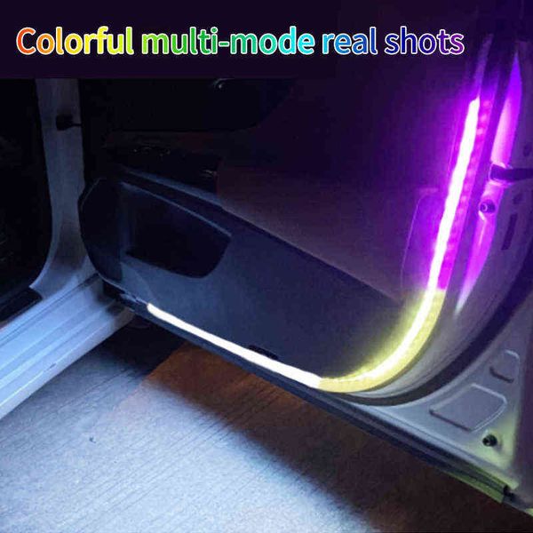 Car Door Welcome Light Strips Car Styling Auto Strobe Lampeggiante Luci d'atmosfera ambientali Sicurezza 12V LED Avvertimento di apertura Lampada Nuovo Y220708