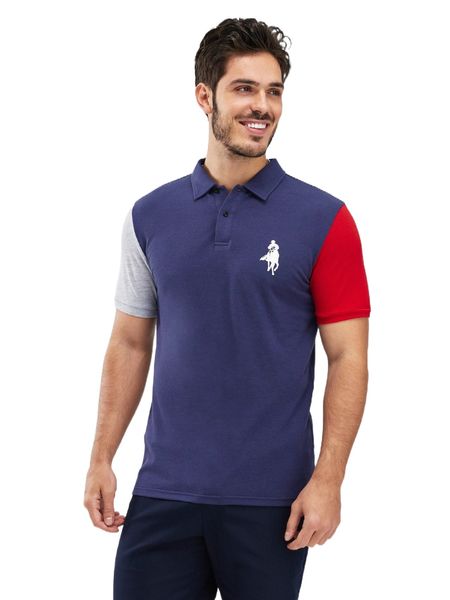 

men horse & figure graphic colorblock polo shirt f7uo#, White;black