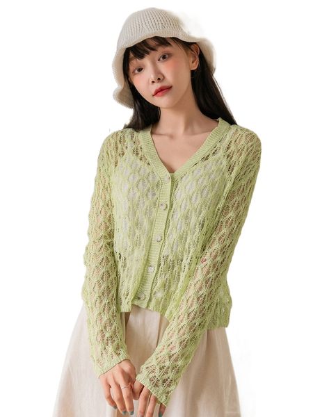 

dazy hollow out button front cardigan f5f3#, White;black