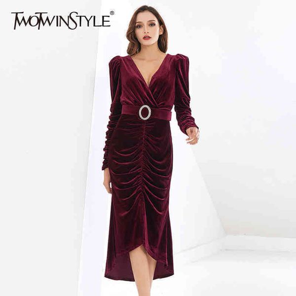 

slim patchwork diamond dress for women v neck long sleeve high waist sashes velour dresses female fashion 210423, Black;gray