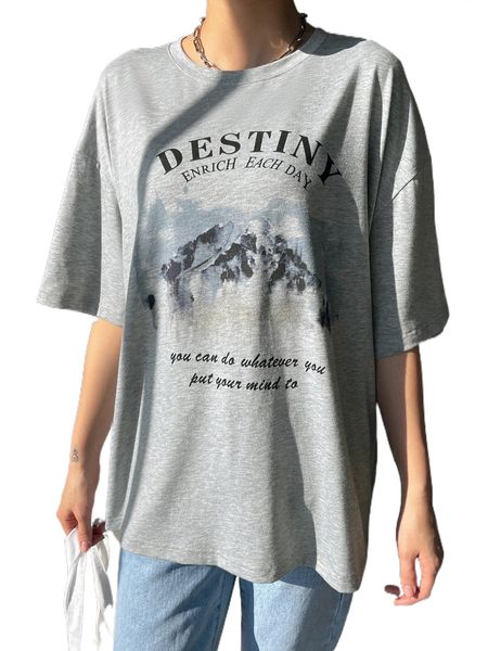 

dazy slogan print drop shoulder tee 29eo#, White