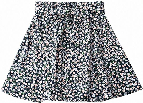 

women's summer floral skirts ruffle elastic waist casual mini skirt d9ah#, Black