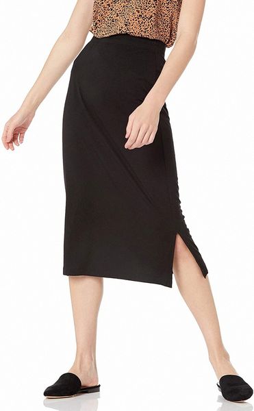 

essentials women's pull on knit midi skirt b890#, Black;gray