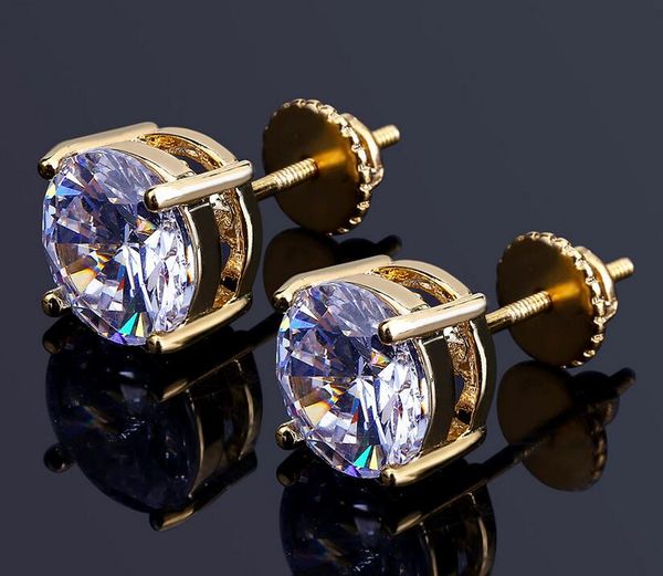 8mm hip hop brincos prata banhado a ouro cz brinco para mulheres homens designer anéis de orelha jóias de luxo presentes