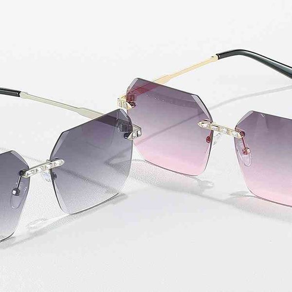 

dl glass rimls fashion sun glass metal frame rectangle diamond ocean lens women men sunglass 2022 gafas de sol, White;black