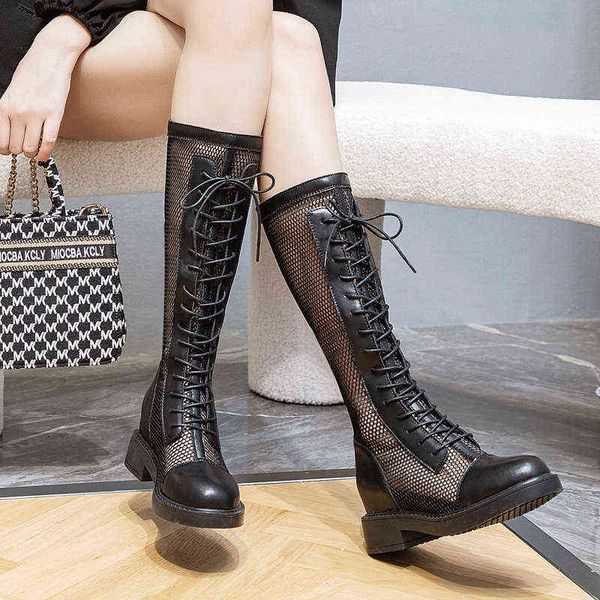 

inner heightening mesh breathable hollow out boots 22 spring and summer thin knee length black boots